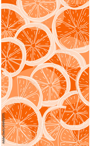 Drawing line art of orange fruit background