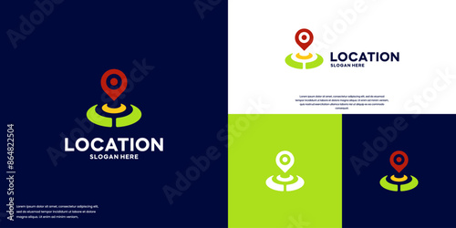 location logo with target board concept, place position, navigation, design vector template.