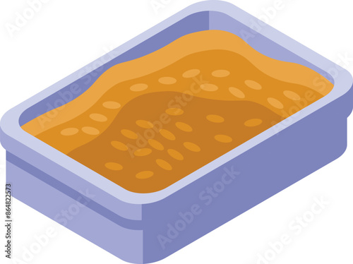Cat litter box full of sand, waiting to be cleaned