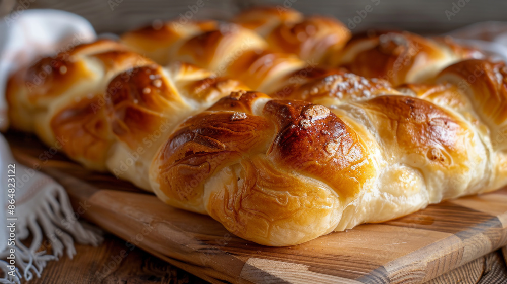 Fluffy kolache rolls arranged on a wooden board, taken from a close-up angle, showcasing their golden-brown crust and enticing fillings. Fluffy kolache rolls arranged on a wooden board, taken from a close-up angle, showcasing their golden-brown crust and enticing fillings.