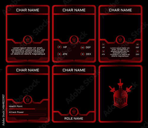 game card design with knight theme and maroon color depicting bloody war, for card template, print, and card game