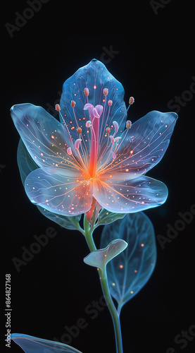 Bioluminescent flower glowing with vibrant colors photo