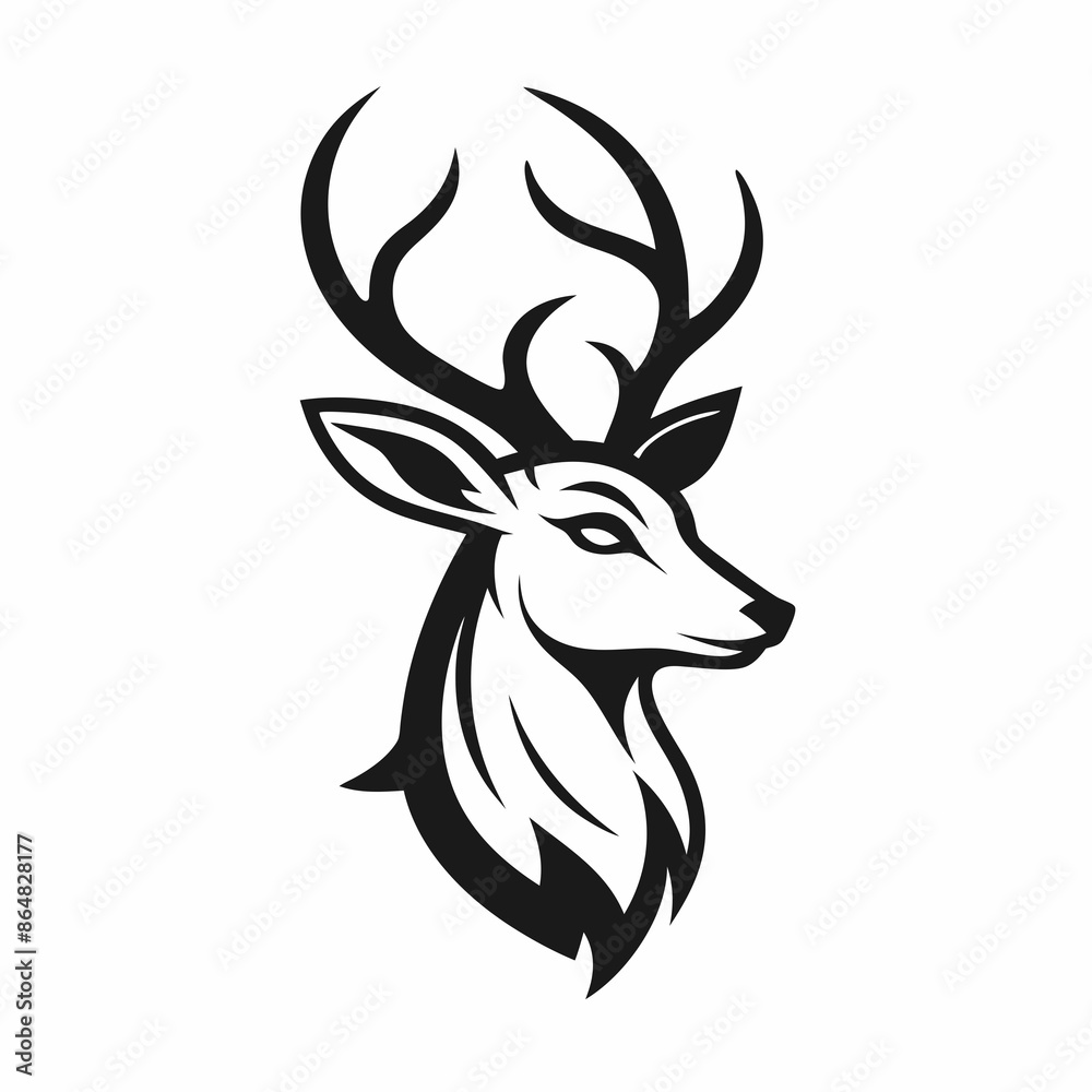 Fototapeta premium deer head logo icon silhouette vector art illustration.