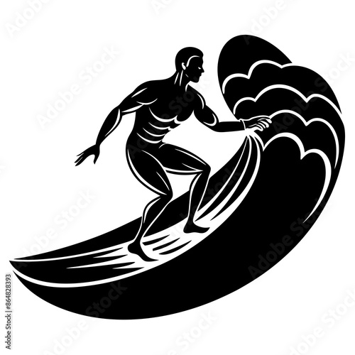 surfer icon silhouette vector illustration on white background.
