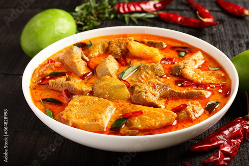 Delicious coconut mango king fish curry- Kerala recipes.