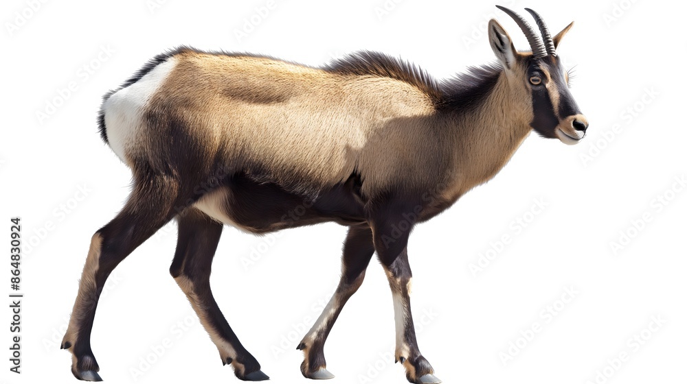 2. Create an isolated, white-background image of a chamois featuring its entire body, including its agile build and elegant horns, devoid of any text or logos, to highlight its alpine habitat. 2. Create an isolated, white-background image of a chamois featuring its entire body, including its agile build and elegant horns, devoid of any text or logos, to highlight its alpine habitat.