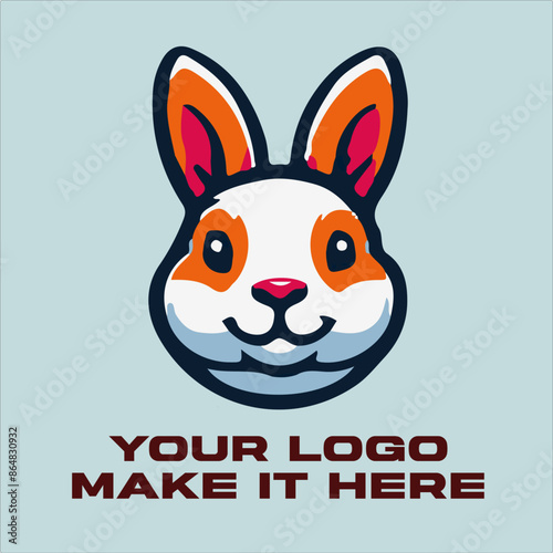 Use pastel colors and a soft style to create a sweet and cuddly bunny image vector and logo featuring the bunny as a symbol of good luck, prosperity, and fertility.