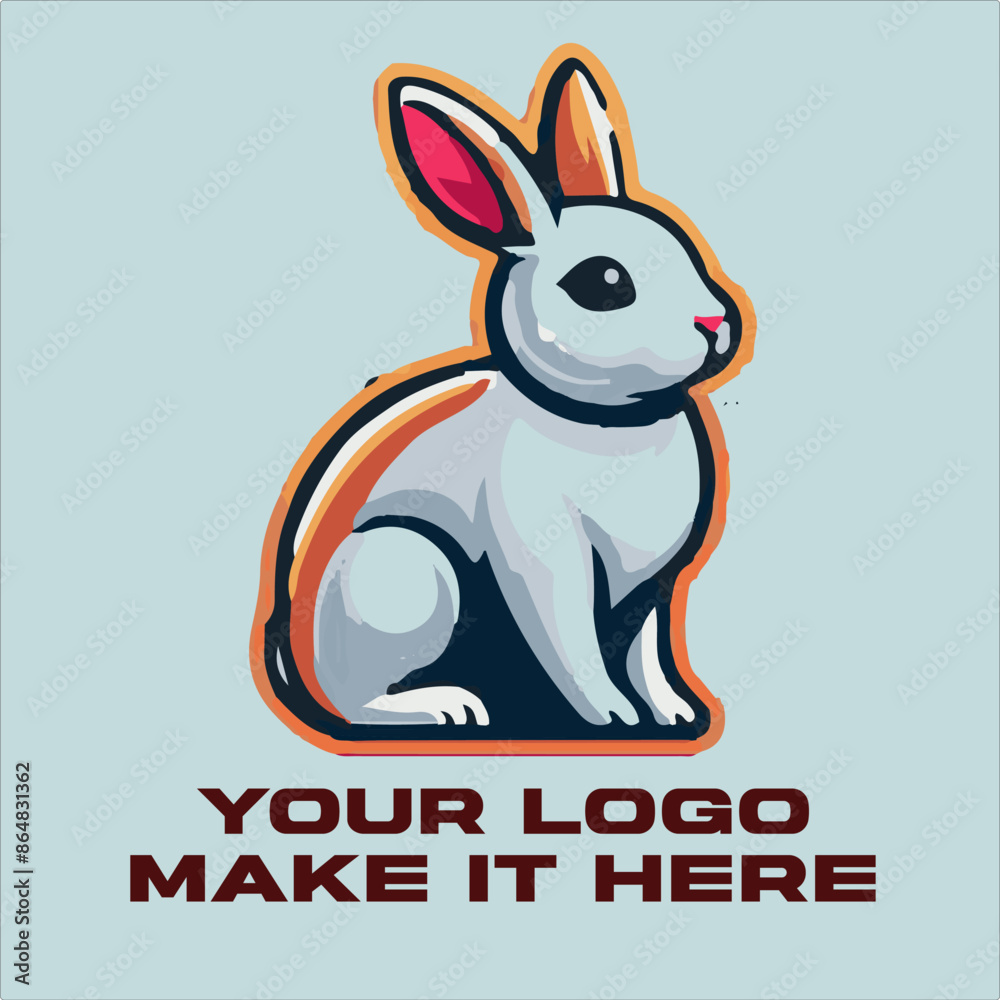 Fototapeta premium Use pastel colors and a soft style to create a sweet and cuddly bunny image vector and logo featuring the bunny as a symbol of good luck, prosperity, and fertility.
