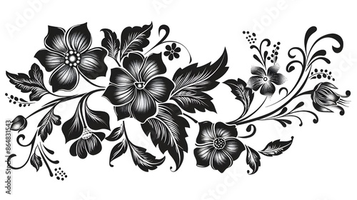 Wallpaper Mural black and white floral ornament Torontodigital.ca