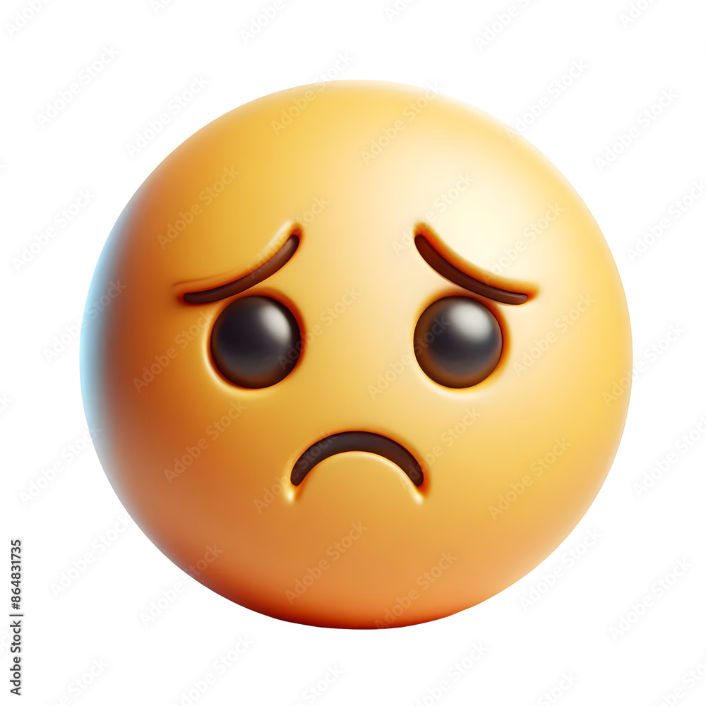 Disappointed face three-dimensional emoji isolated on transparent background Disappointed face three-dimensional emoji isolated on transparent background