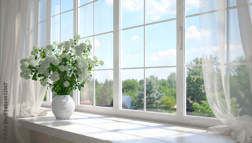 Design ideas for windows for maximizing natural light, house, apartment, design, architecture, interior, windows, glass doors, daytime, light, ornamental plants, curtains, sky, sunlight, AI-generated. Design ideas for windows for maximizing natural light, house, apartment, design, architecture, interior, windows, glass doors, daytime, light, ornamental plants, curtains, sky, sunlight, AI-generated.