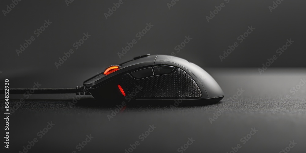 Image of a sleek, black mouse placed centrally on a minimalist grey surface. The design emphasizes simplicity and functionality, appealing to modern aesthetics. Image of a sleek, black mouse placed centrally on a minimalist grey surface. The design emphasizes simplicity and functionality, appealing to modern aesthetics.