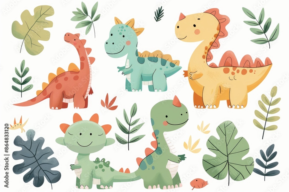 Colorful cartoon dinosaur stickers Colorful cartoon dinosaur stickers