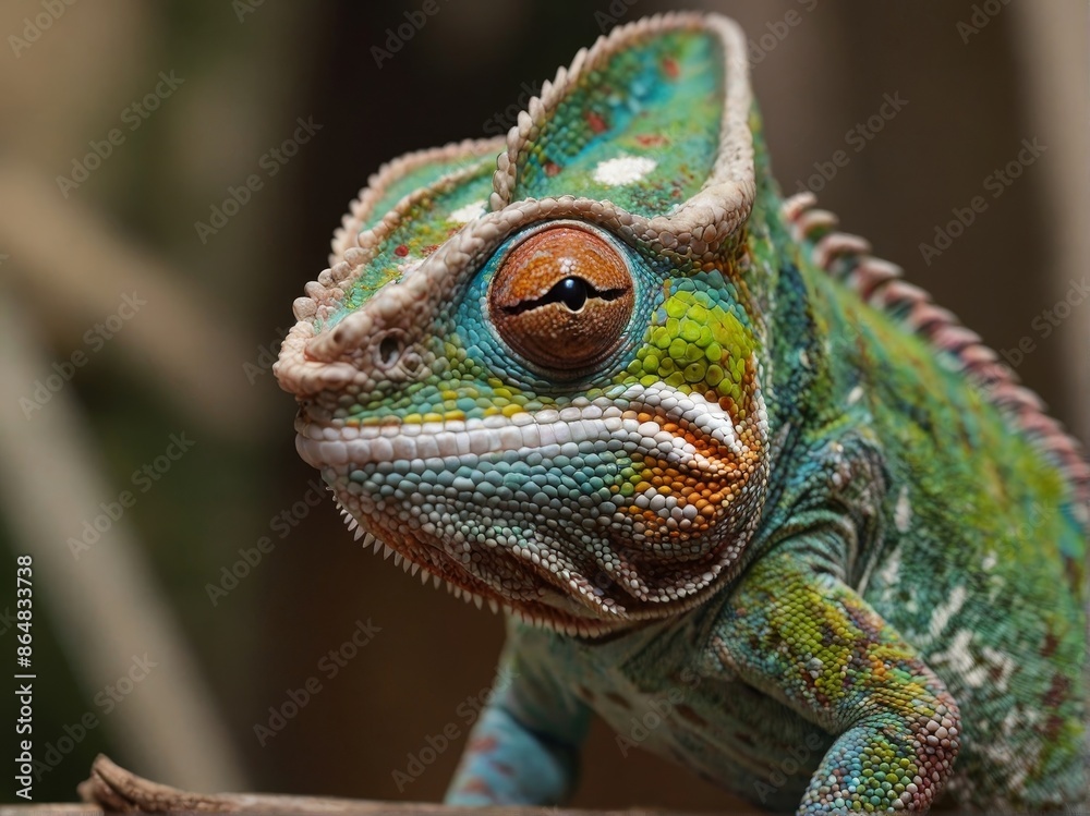 Obraz premium Vibrant Chameleon Close-Up