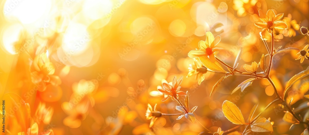 Bright summer sun shines on yellow and orange hues with a warm atmosphere and room for text. Bright summer sun shines on yellow and orange hues with a warm atmosphere and room for text.
