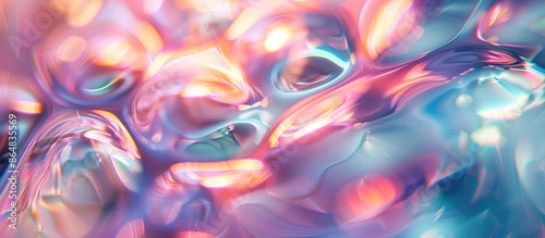 Texture of rippled glass with colorful illumination on abstract background. Close-up view with pink and blue hues and light flares.