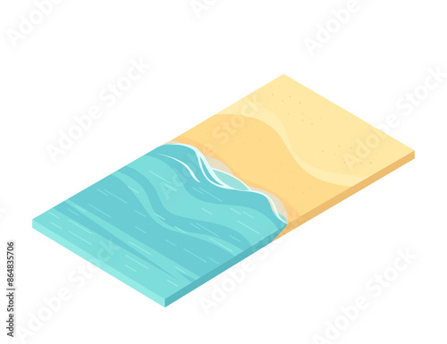 Isometric view of a sand beach vector illustration isolated on a white background