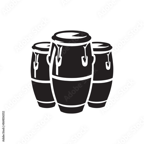 Conga Vector Silhouette - Musical Instrument Illustration - Minimalist Conga Design.