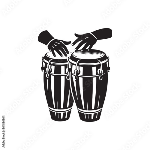 Conga Vector Silhouette - Musical Instrument Illustration - Minimalist Conga Design.