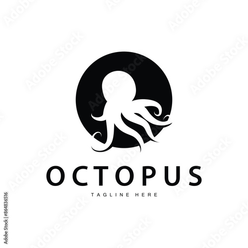 Octopus Logo Simple Line Design Sea Animal Japanese Seafood Ingredient Icon Symbol Illustration