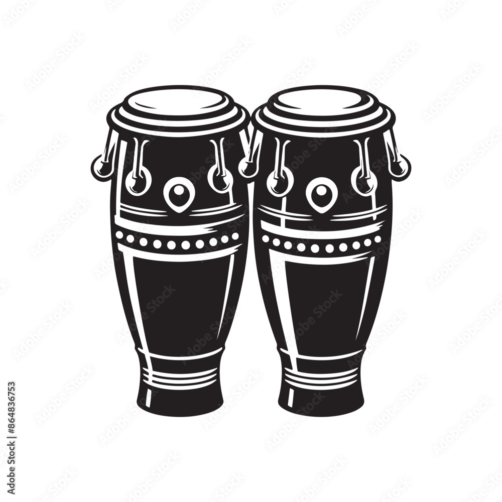 Conga Vector Silhouette - Musical Instrument Illustration - Minimalist Conga Design.