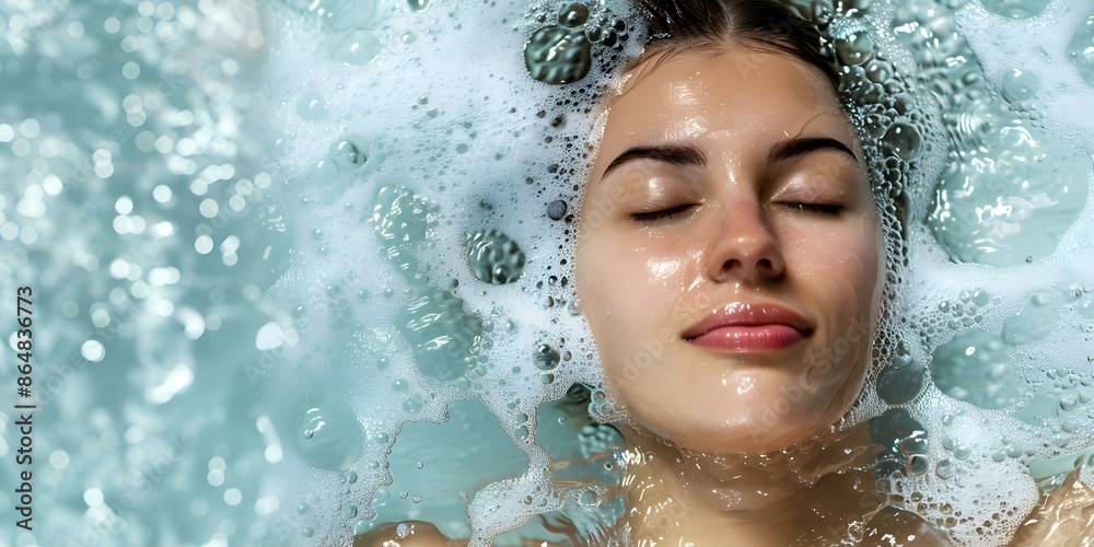 Woman relaxing in a spa with water splashes AI-generated image. Concept Spa Relaxation, Water Splashes, AI-Generated Image, Wellness Concept, Female Luxury Retreat Woman relaxing in a spa with water splashes AI-generated image. Concept Spa Relaxation, Water Splashes, AI-Generated Image, Wellness Concept, Female Luxury Retreat