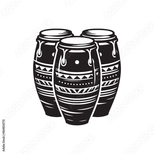 Conga Vector Silhouette - Musical Instrument Illustration - Minimalist Conga Design.