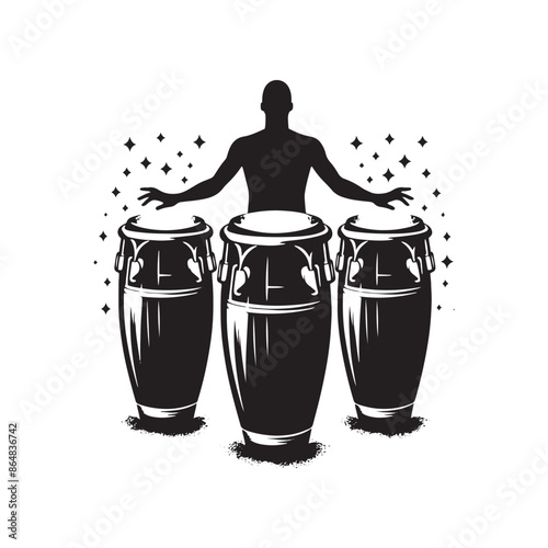 Conga Vector Silhouette - Musical Instrument Illustration - Minimalist Conga Design.