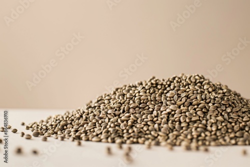 Pile of Hemp Seeds on Neutral Background photo