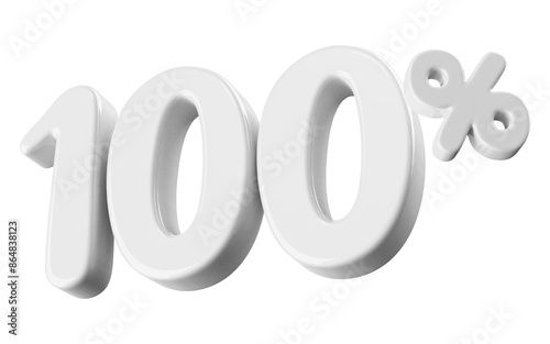 100 percent off sale . white 3D number promotion