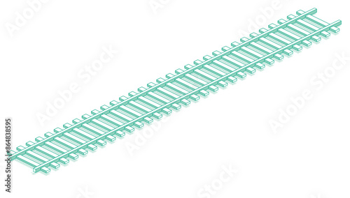 Railway track. Isometric object isolated on white background. Railway icon for web design.