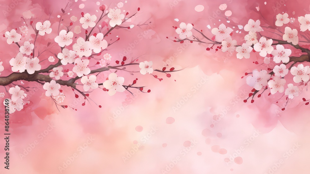 Pink Cherry blossom Illustration. Frame of Sakura Cherry Blossoms Spring flower Pink Cherry blossom Illustration. Frame of Sakura Cherry Blossoms Spring flower
