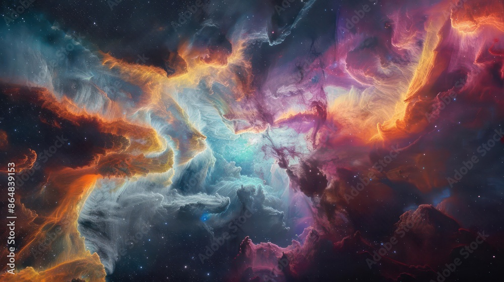 A colorful interstellar cloud with mysterious patterns and shapes.,majestic astronomical image of galaxy universe space beautiful like magic in dream A colorful interstellar cloud with mysterious patterns and shapes.,majestic astronomical image of galaxy universe space beautiful like magic in dream