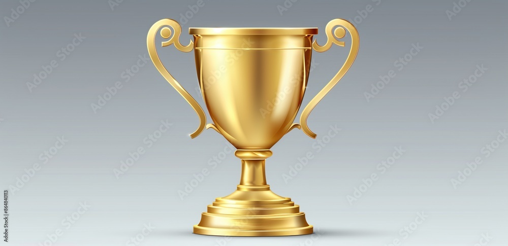 Golden trophy cup with decorative handles on a gradient background. Excellence, sports achievement, award recognition. Golden trophy, award recognition, excellence. Golden trophy cup with decorative handles on a gradient background. Excellence, sports achievement, award recognition. Golden trophy, award recognition, excellence.
