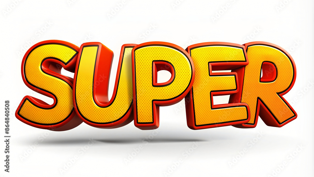 A festive 3D illustration of a SUPER text A festive 3D illustration of a SUPER text