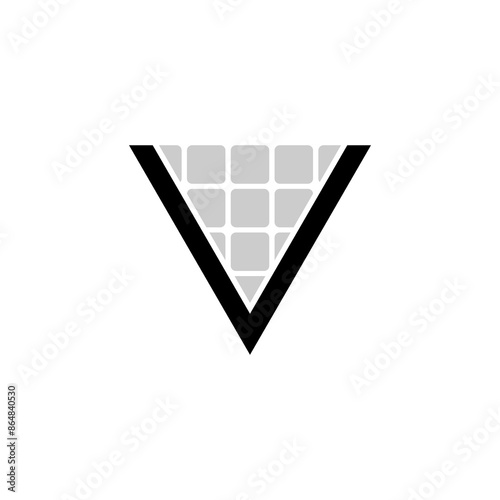 V Solar Panels Logo Vector