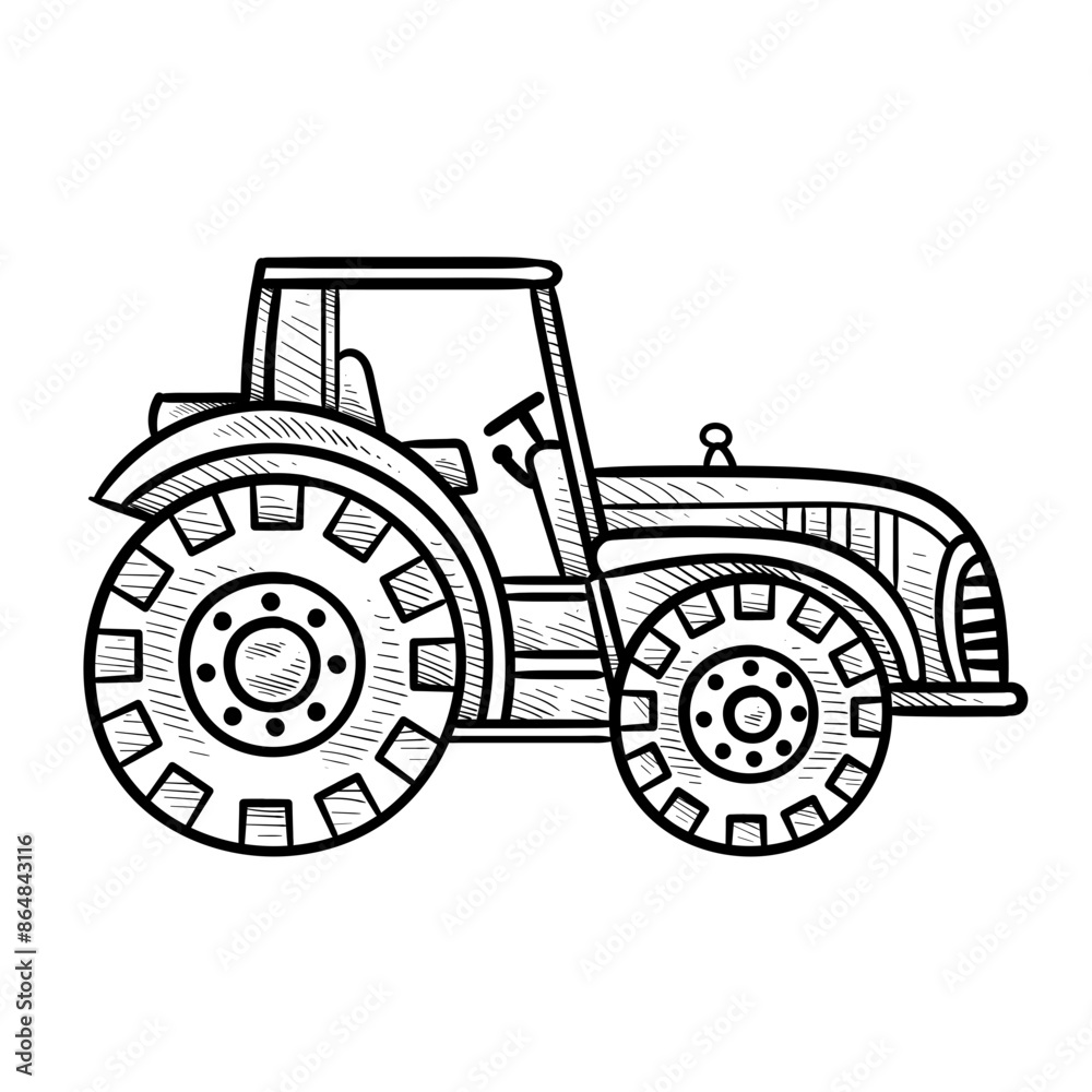 Obraz premium tractor handdrawn illustration