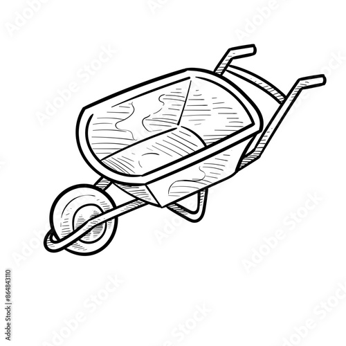 wheelbarrow handdrawn illustration