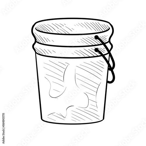 iron bucket handdrawn illustration