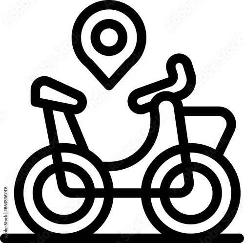 Bike sharing location pin showing point on map for urban transportation