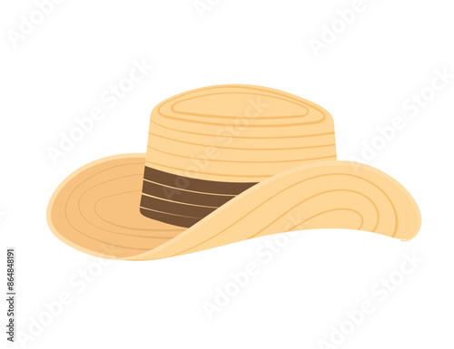 Traditional American straw hat vector illustration isolated on a white background