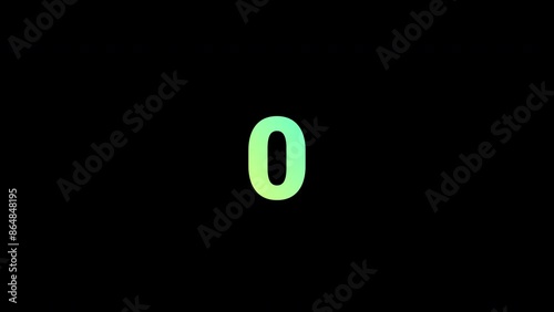 Five second (5-0) digital countdown timer clock glowing light circular design, transparent background 