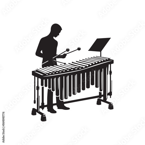 Minimalist Marimba Silhouette - Marimba Vector - Musical Instrument Illustration.