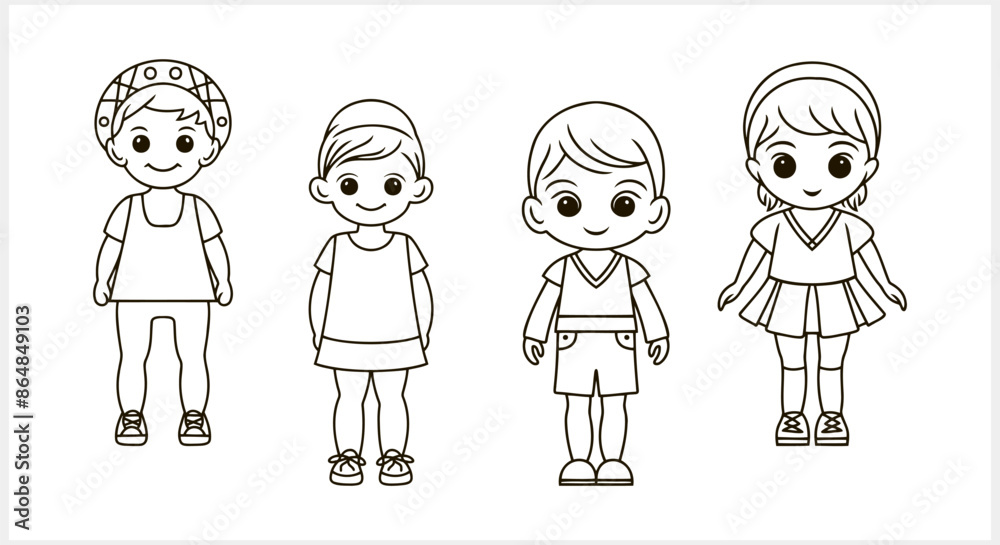 Cute Anime girl and boy isolated. Manga style. Hand drawn vector illustration. EPS 10 Cute Anime girl and boy isolated. Manga style. Hand drawn vector illustration. EPS 10