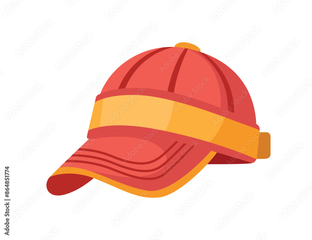 Fototapeta premium Red baseball hat with visor vector illustration isolated on white background
