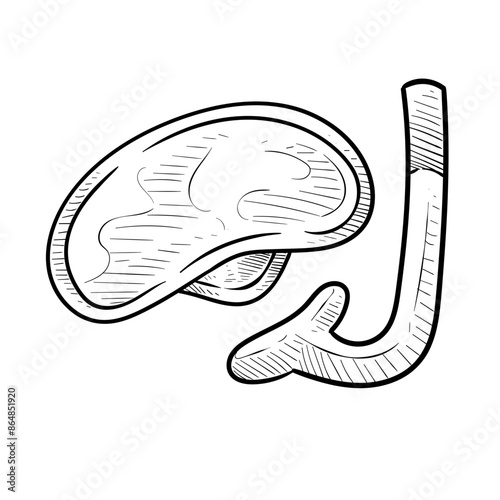mask snorkeling handdrawn illustration