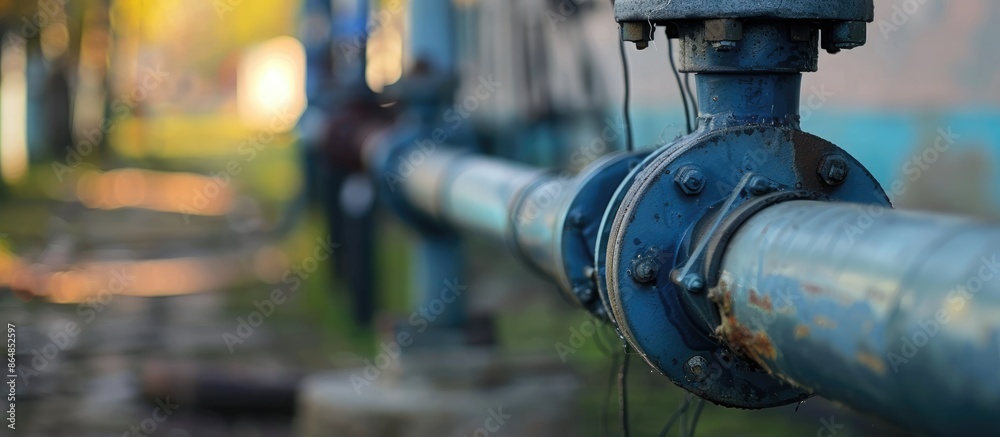 Village gas pipe with blurred background and space for text Village gas pipe with blurred background and space for text