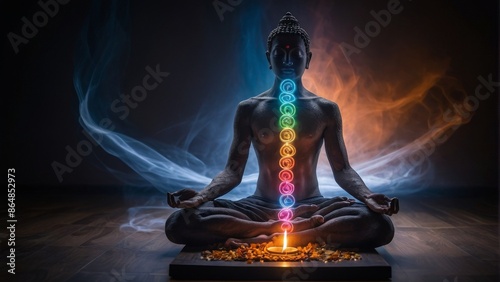 Concept of spiritual growth and chakra awakening in meditation.