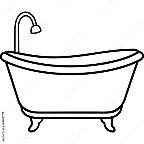 bathtub outline coloring book page line art illustration digital drawing