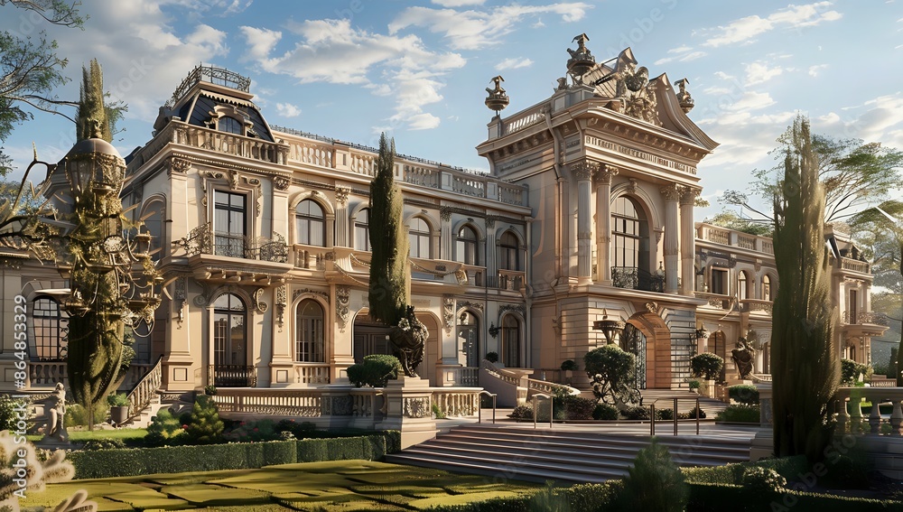 Fototapeta premium Opulent Classical Mansion. Grand Estate Architecture and Design